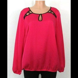 Lane Bryant Hot Pink Blouse with Black Trim 18/20
